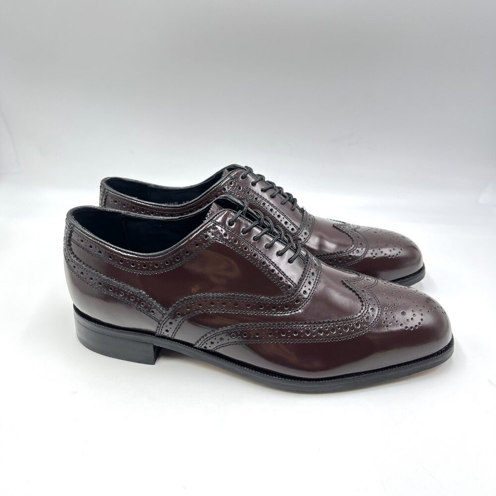 Florsheim Mens Size 8 Lexington Burgundy Leather Brogue Wingtip Oxford Shoes